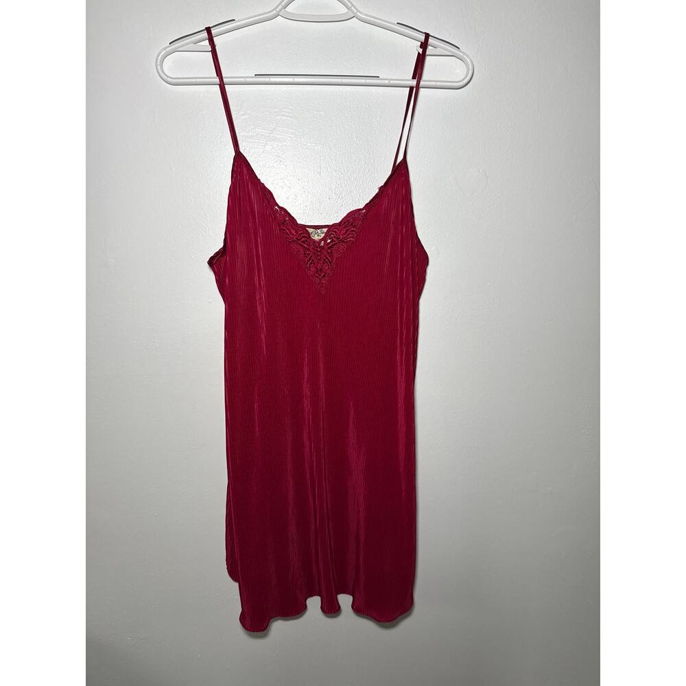Intimate affair red‎ pleated night gown womens large coquette evening romantic